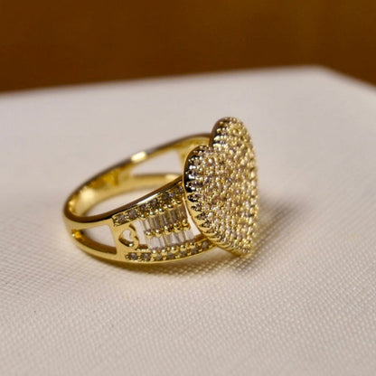 ANILLO ZIRCONIA CORAZON LAMINADO 14K