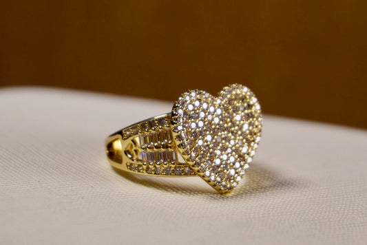 ANILLO ZIRCONIA CORAZON LAMINADO 14K